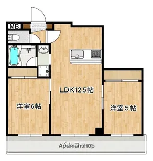 フラット・ナイン【302号室】の間取り