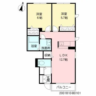 サンロードⅢ B棟【101号室】の間取り