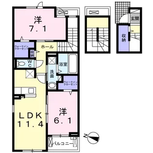 2LDKの間取り画像