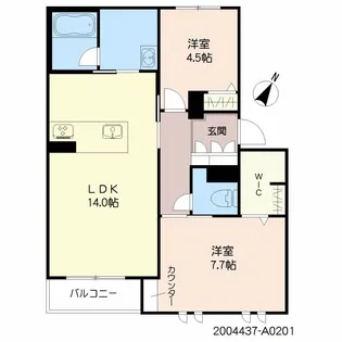 アトリエール宇宿【2階】の間取り