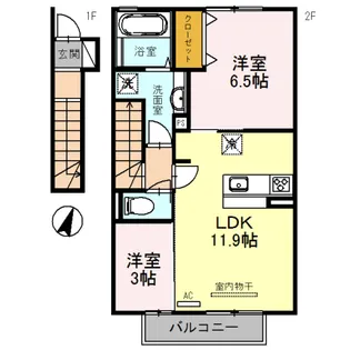 コスモ6【203号室】の間取り
