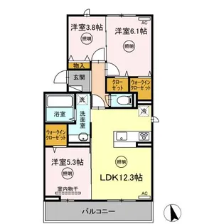 AZLIE(アズリエ)【3階】の間取り