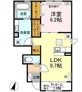 ビュ・アール【1階】の間取り
