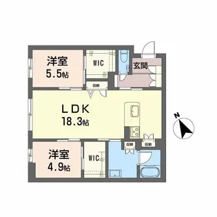 WITHPLUS天保山公園【102号室】の間取り