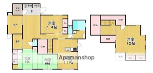 下荒田2丁目戸建て(1−2F)【1階】の間取り