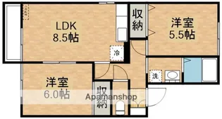 ルトゥール札元【2階】の間取り