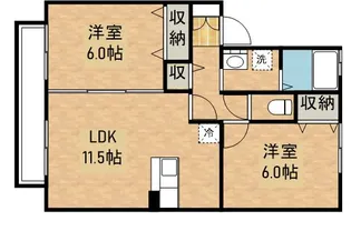 セジュール札元 B棟【2階】の間取り