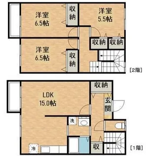 鹿児島県鹿屋市札元2丁目【テラスハウス】の間取り