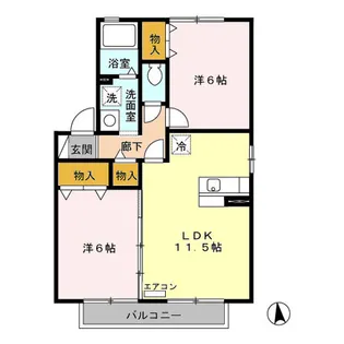 セジュール札元 B棟【201号室】の間取り