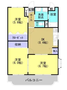 キャスリング岡元【1階】の間取り
