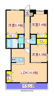 鹿児島県姶良市平松【マンション】の間取り