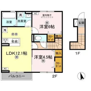 岡山県岡山市南区新福1【アパート】の間取り