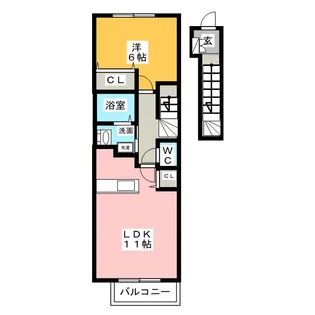 プーリヴァーB【2階】の間取り