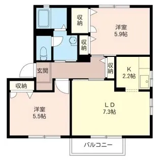 ロシニョールB【2階】の間取り