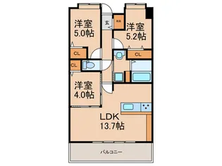 プラトウズ仲原【3階】の間取り
