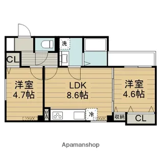 クリエオーレ津の辺町II【3階】の間取り