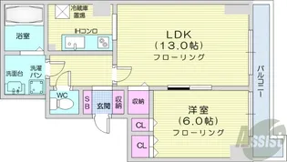 ティアラタワー中島倶楽部【19階】の間取り