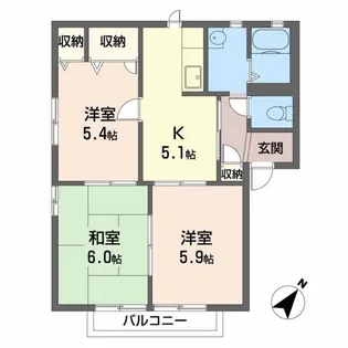 サンセントラルD【2階】の間取り