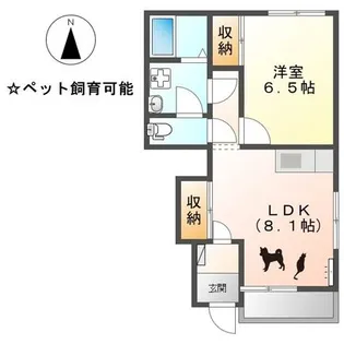 第二ペルスネージュB【1階】の間取り