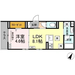 フラクタス南林間【1階】の間取り