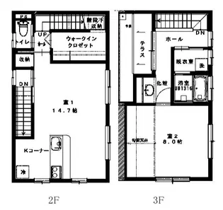 Three story Mの間取り