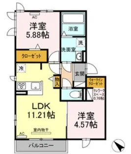 愛知県安城市姫小川町姫西一丁目【アパート】の間取り
