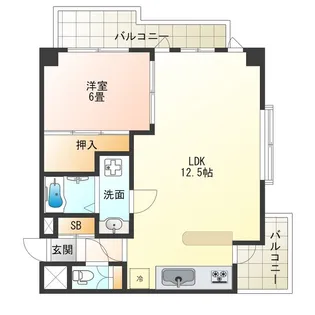 メロディハイム野田阪神【6階】の間取り