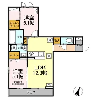 セレスティア大和町【1階】の間取り