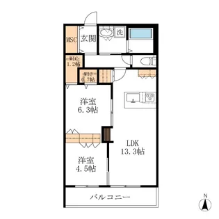 GENZ渡瀬 北館【2階】の間取り
