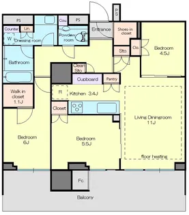 晴海フラッグパークビレッジT棟【36階】の間取り