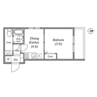 1DKの間取り画像