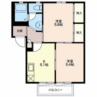 ボナール茶町B【2階】の間取り