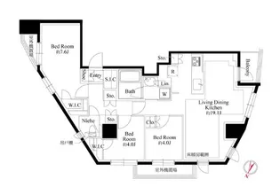 343レジデンス目黒II(オープンレジデンシア)【4階】の間取り