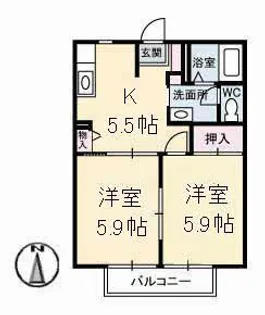 イーストビレッジ坂本 A棟【2階】の間取り