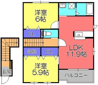 プリート カーサ【2階】の間取り