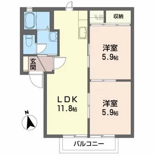ロイヤルレジデンスB【2階】の間取り