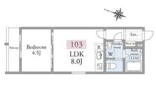 アーベインテラス南千住【1階】の間取り
