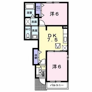 アルモニー スクエアA【1階】の間取り