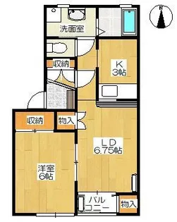 クラージュA館【1階】の間取り
