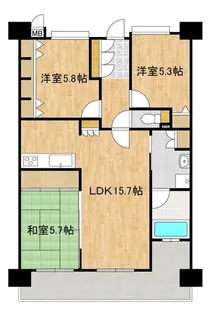 コアマンションルネス九品寺【11階】の間取り