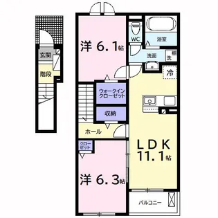 ベルメランジェA【2階】の間取り