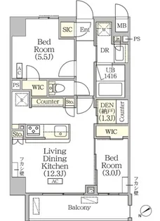 ORSUS清澄白河リバーフロント【4階】の間取り