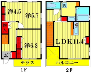 千葉県流山市鰭ケ崎【一戸建】の間取り