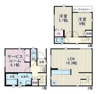 神奈川県川崎市高津区諏訪2【一戸建】の間取り