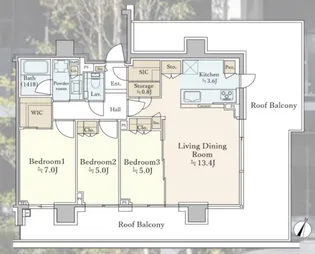 レジデンスコート世田谷桜丘【6階】の間取り