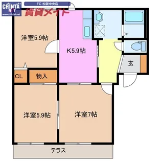 グリーンヒル宮前 A【1階】の間取り