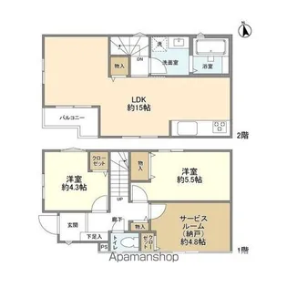 東京都新宿区中落合2【一戸建】の間取り