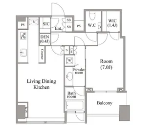シティタワー麻布十番【17階】の間取り
