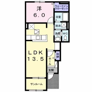 ボヌール ヤカクラ【1階】の間取り