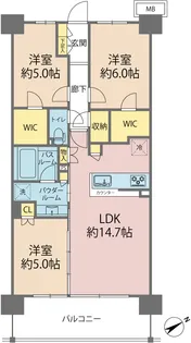 シティテラス八潮【8階】の間取り
